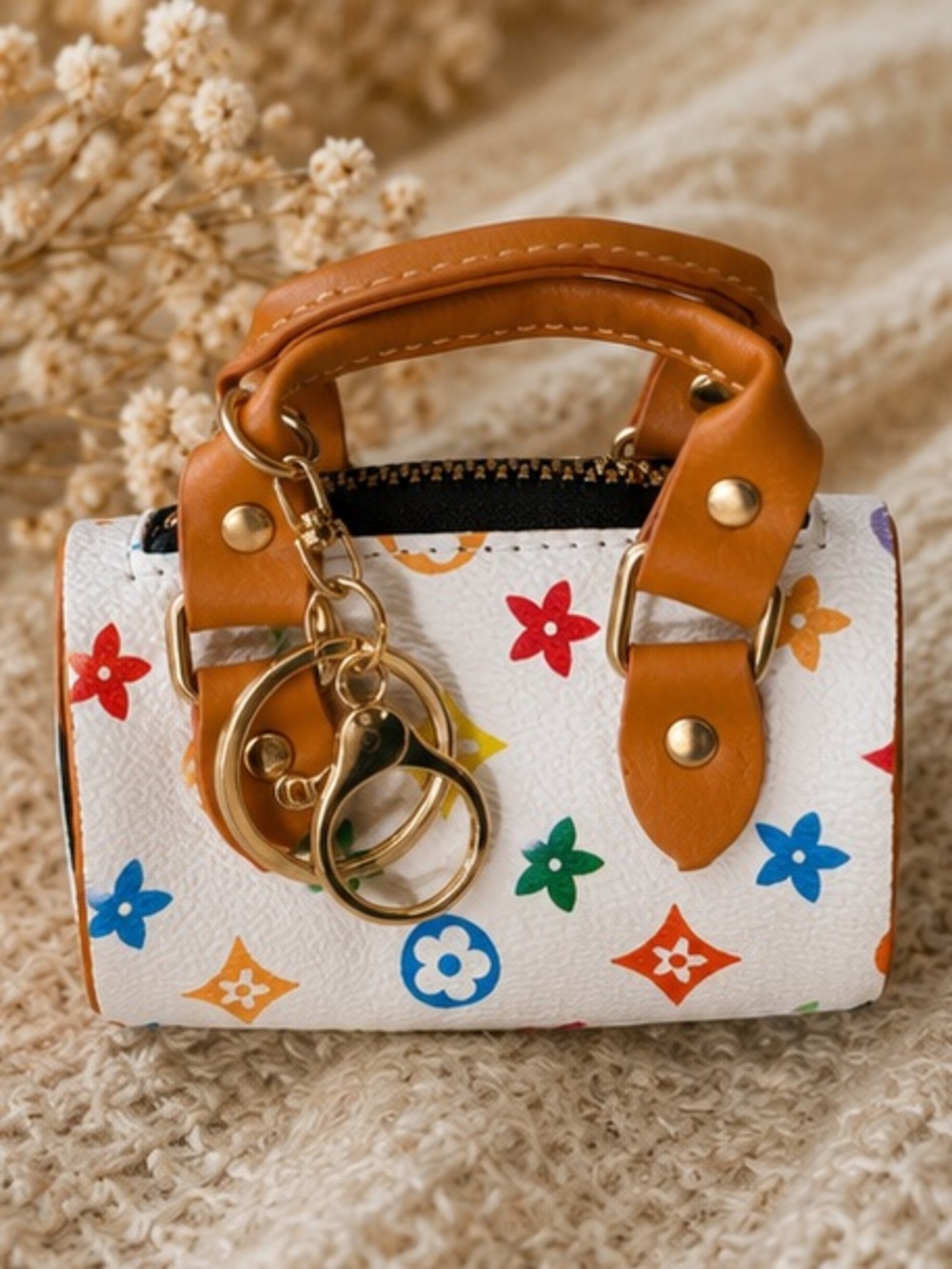 Mini White Multicolor Monogram Barrel Bag | Designer Inspired